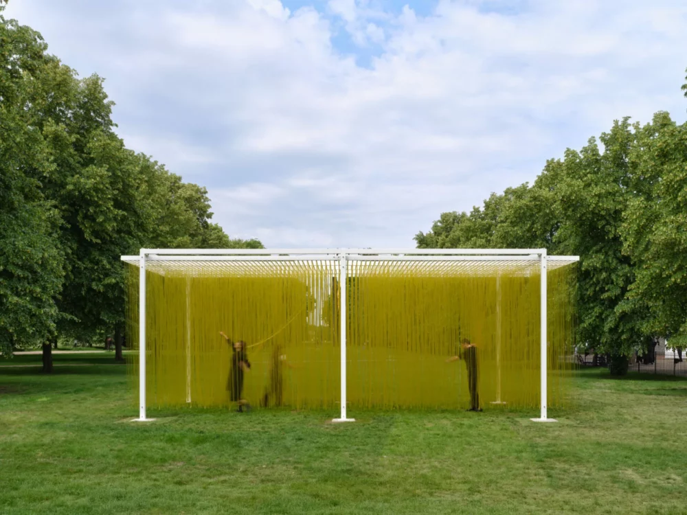 Jesús Rafael Soto, ‘Pénétrable BBL Jaune’ (1999; 2023 Edition). © Jesús Rafael Soto / ADAGP, Paris 2026. Courtesy Atelier Soto, Paris. Photo: George Darrell